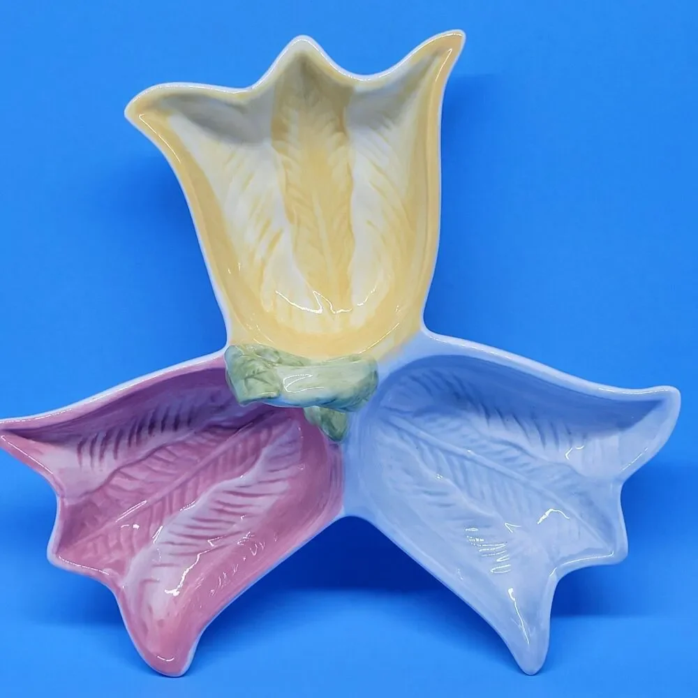 La Dolce Vita By JJG Designs Egg Hunt Collection Tulip Shaped Divided Dish Tray